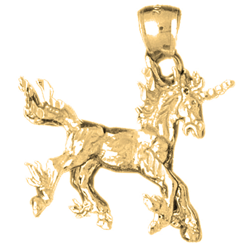 10K, 14K or 18K Gold 3D Unicorn Pendant