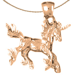 10K, 14K or 18K Gold 3D Unicorn Pendant