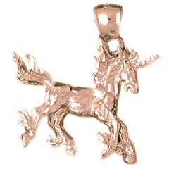 10K, 14K or 18K Gold 3D Unicorn Pendant