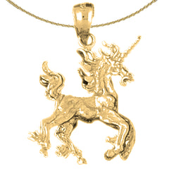 Colgante de unicornio 3D de oro de 10K, 14K o 18K