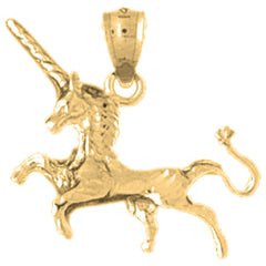 10K, 14K or 18K Gold 3D Unicorn Pendant