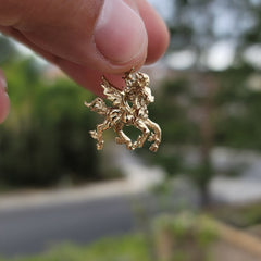 10K, 14K or 18K Gold 3D Pegasus Pendant
