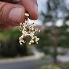 10K, 14K or 18K Gold 3D Pegasus Pendant