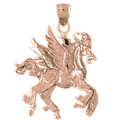 10K, 14K or 18K Gold 3D Pegasus Pendant