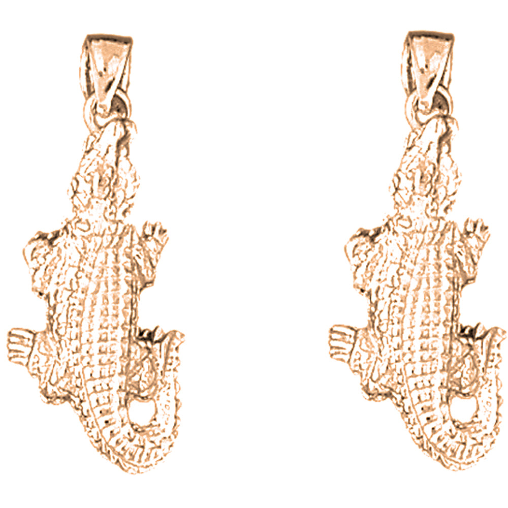 14K or 18K Gold 32mm Alligator Earrings