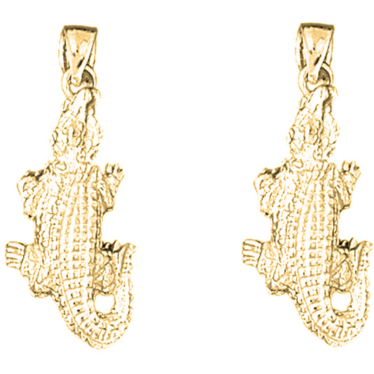 14K or 18K Gold 32mm Alligator Earrings