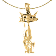 Colgante de gato de oro de 10K, 14K o 18K