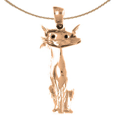 Colgante de gato de oro de 10K, 14K o 18K