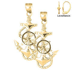 14K or 18K Gold Anchor And Ships Wheel Earrings