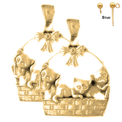 14K or 18K Gold Cat Earrings