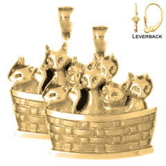 27 mm große Katzenohrringe aus Sterlingsilber (weiß- oder gelbvergoldet)