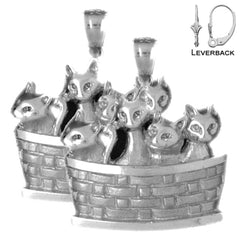 27 mm große Katzenohrringe aus Sterlingsilber (weiß- oder gelbvergoldet)