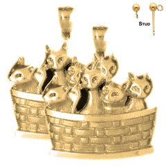 27 mm große Katzenohrringe aus Sterlingsilber (weiß- oder gelbvergoldet)