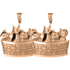 14K or 18K Gold 27mm Cat Earrings
