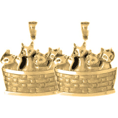 Yellow Gold-plated Silver 27mm Cat Earrings