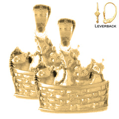 Sterling Silver 21mm Cat Earrings (White or Yellow Gold Plated)