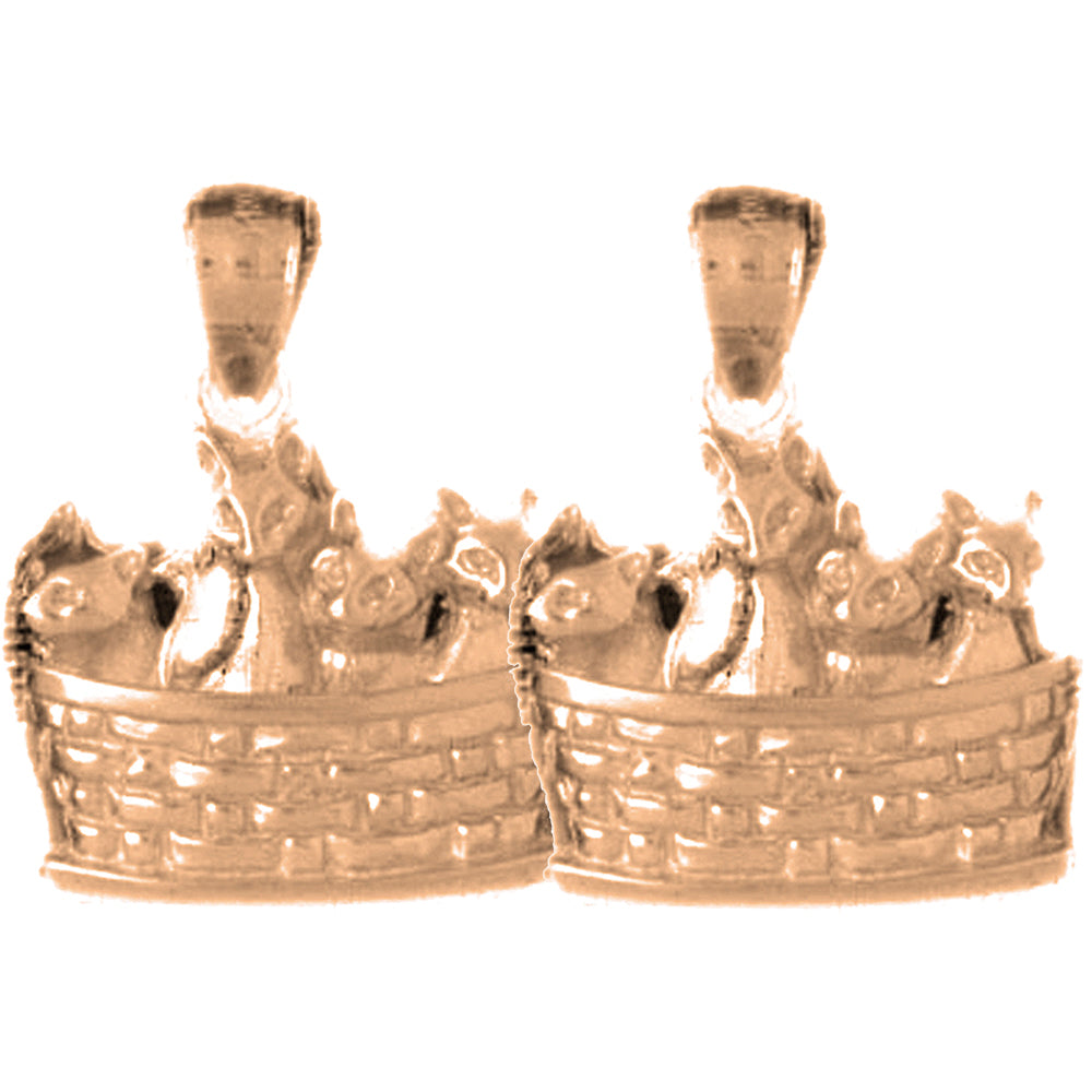 14K or 18K Gold 21mm Cat Earrings