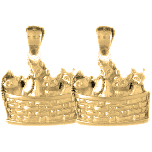 14K or 18K Gold 21mm Cat Earrings