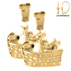 Sterling Silver 17mm Cat Earrings (White or Yellow Gold Plated)