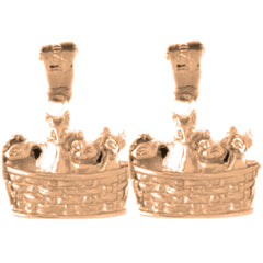 14K or 18K Gold 17mm Cat Earrings