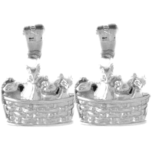 Sterling Silver 17mm Cat Earrings