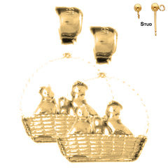 14K or 18K Gold 3D Cat Earrings