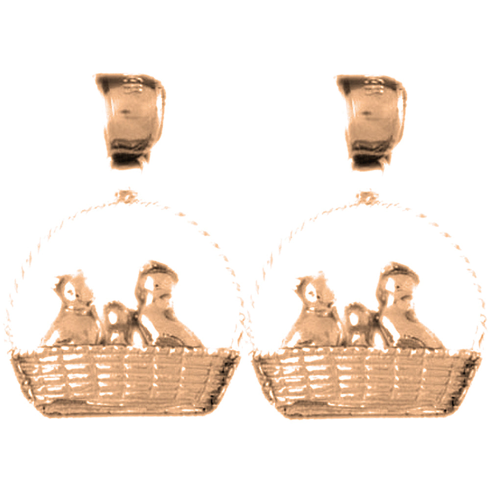 14K or 18K Gold 24mm 3D Cat Earrings