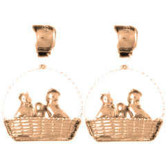 14K or 18K Gold 24mm 3D Cat Earrings