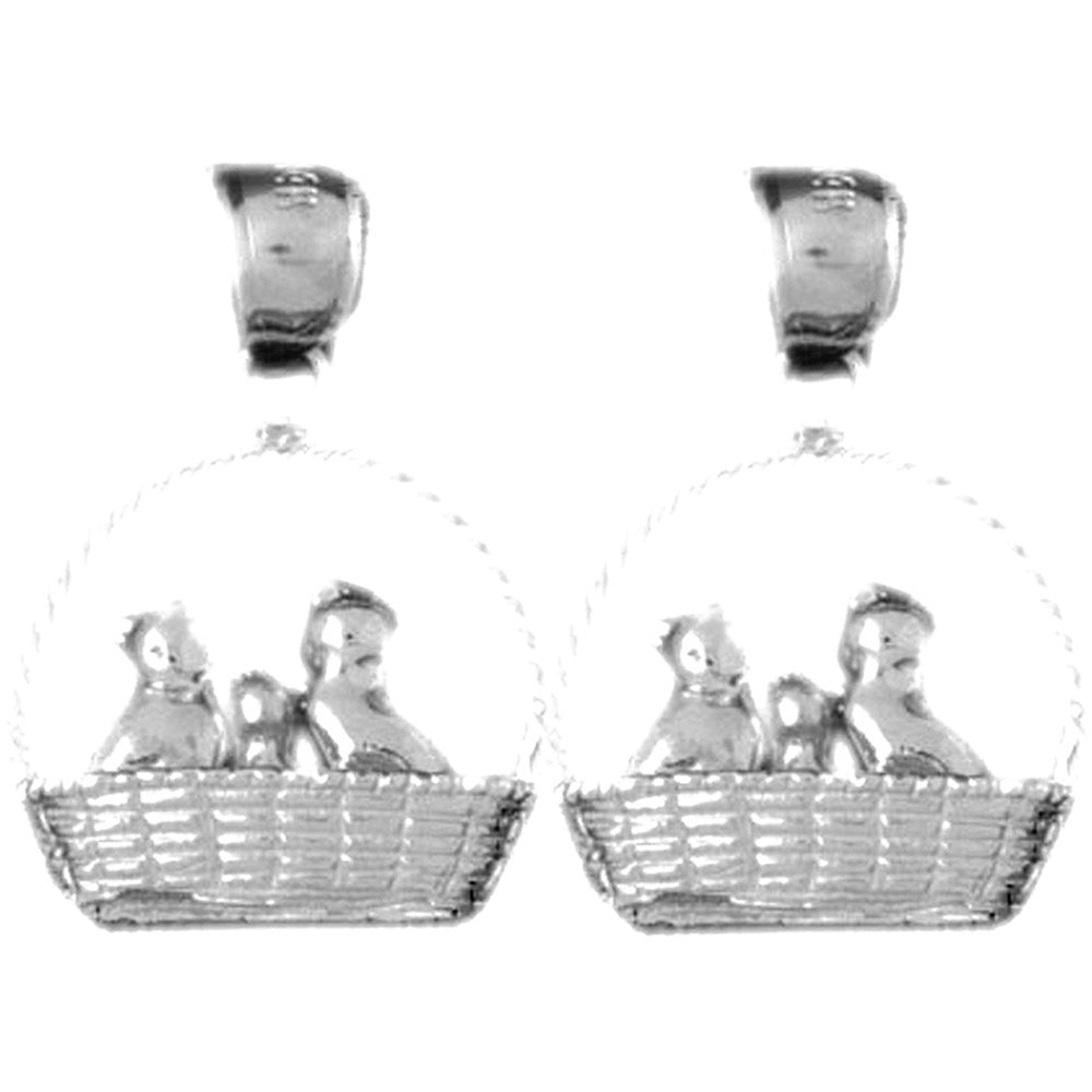 14K or 18K Gold 24mm 3D Cat Earrings