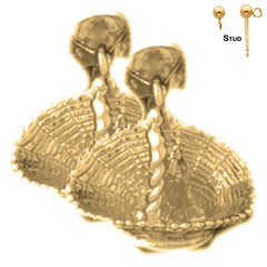 15 mm große 3D-Katzenohrringe aus Sterlingsilber (weiß- oder gelbvergoldet)