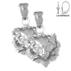 Sterling Silver 19mm Cat Earrings (White or Yellow Gold Plated)