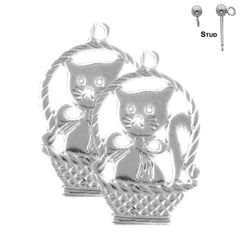 14K or 18K Gold Cat Earrings