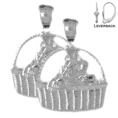 22 mm große Katzenohrringe aus Sterlingsilber (weiß- oder gelbvergoldet)