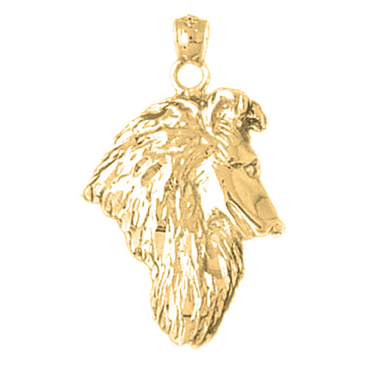 10K, 14K or 18K Gold Collie Dog Pendant