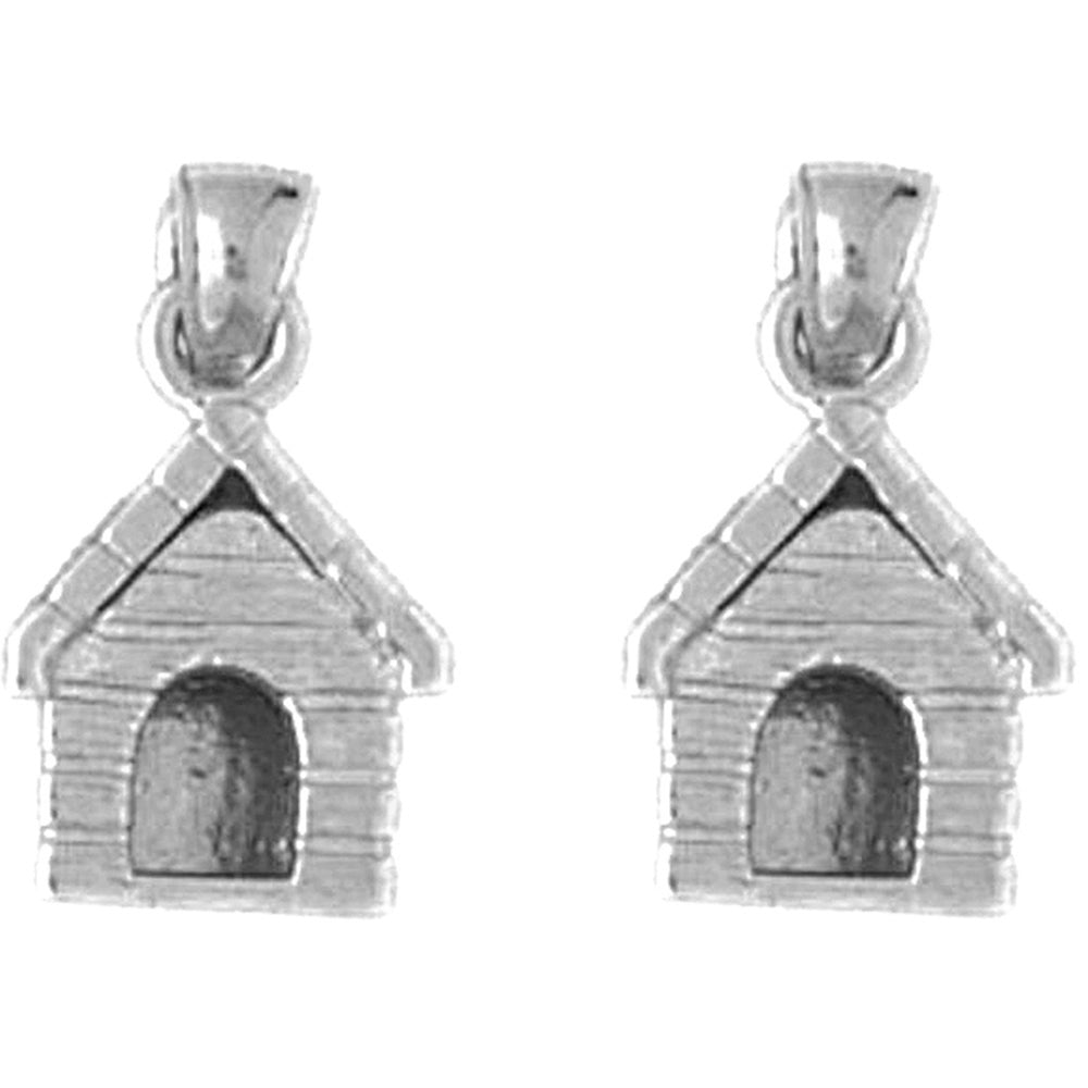 14K or 18K Gold 17mm Dog House Earrings