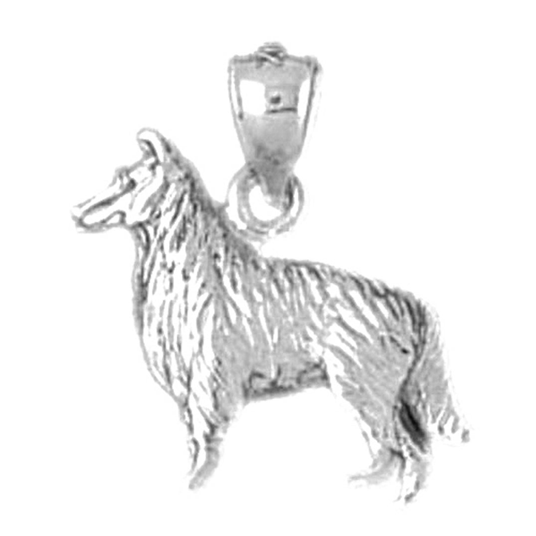 10K, 14K or 18K Gold Collie Dog Pendant