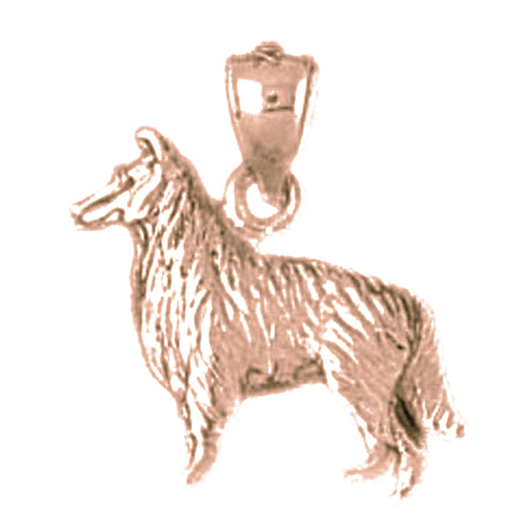 10K, 14K or 18K Gold Collie Dog Pendant