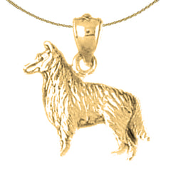 10K, 14K or 18K Gold Collie Dog Pendant