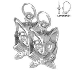 17 mm große Katzenohrringe aus Sterlingsilber (weiß- oder gelbvergoldet)