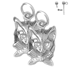 17 mm große Katzenohrringe aus Sterlingsilber (weiß- oder gelbvergoldet)