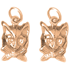 14K or 18K Gold 17mm Cat Earrings