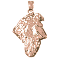 10K, 14K or 18K Gold Collie Dog Pendant