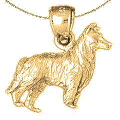 Colgante de perro Collie de oro de 10K, 14K o 18K