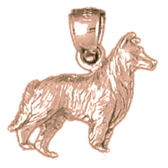 10K, 14K or 18K Gold Collie Dog Pendant