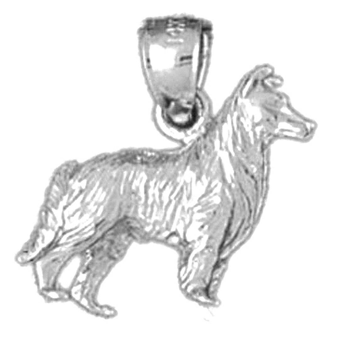 10K, 14K or 18K Gold Collie Dog Pendant