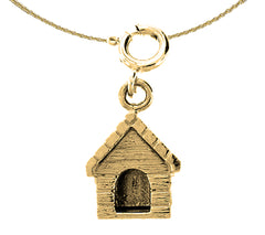 Colgante de casa para perros de oro de 10K, 14K o 18K