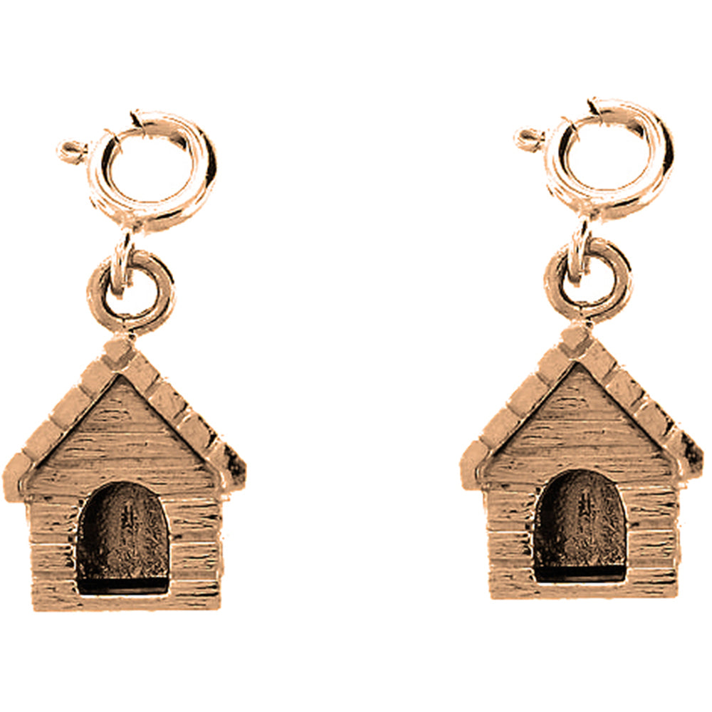 14K or 18K Gold 18mm Dog House Earrings