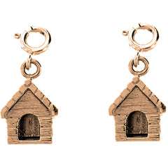 14K or 18K Gold 18mm Dog House Earrings