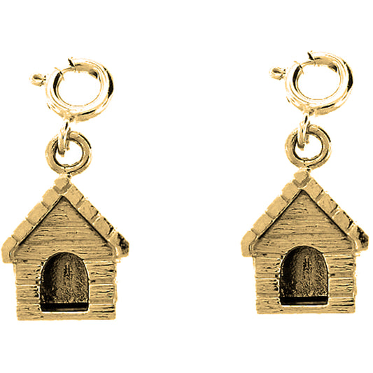 14K or 18K Gold 18mm Dog House Earrings