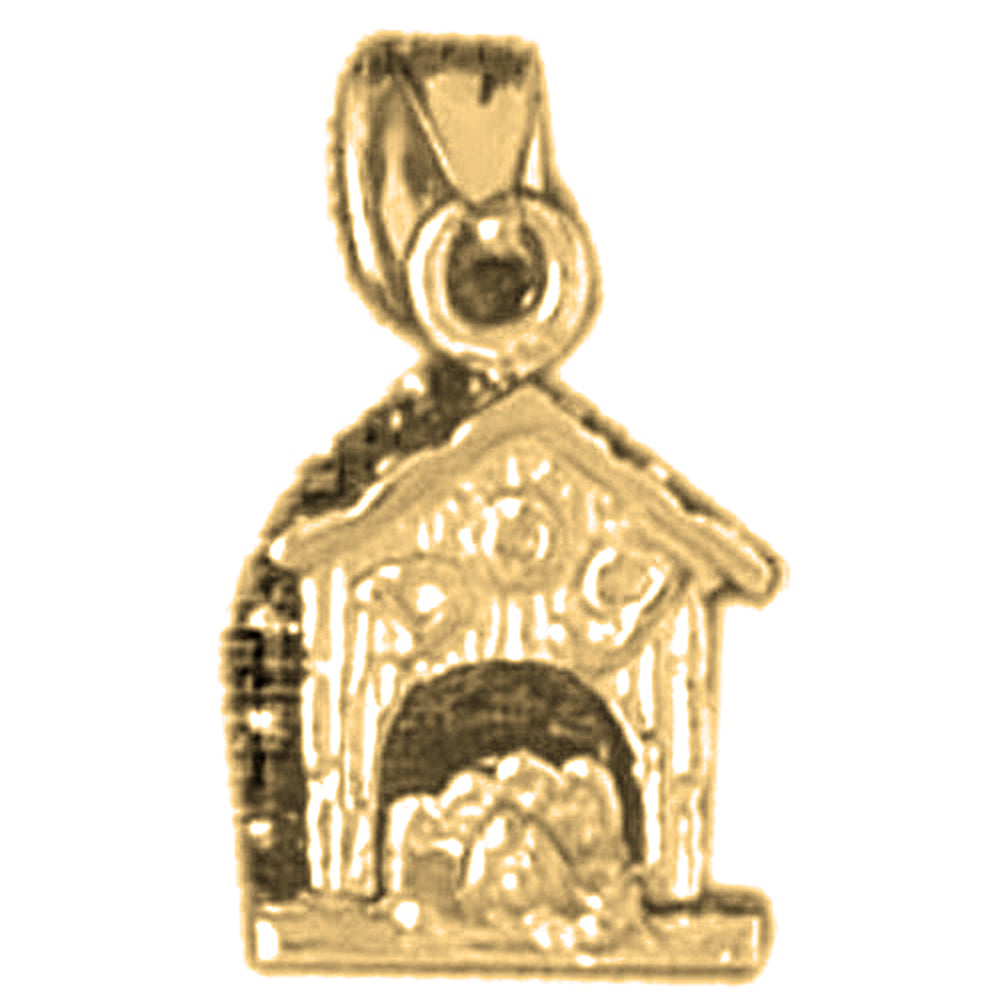 10K, 14K or 18K Gold Dog House Pendant